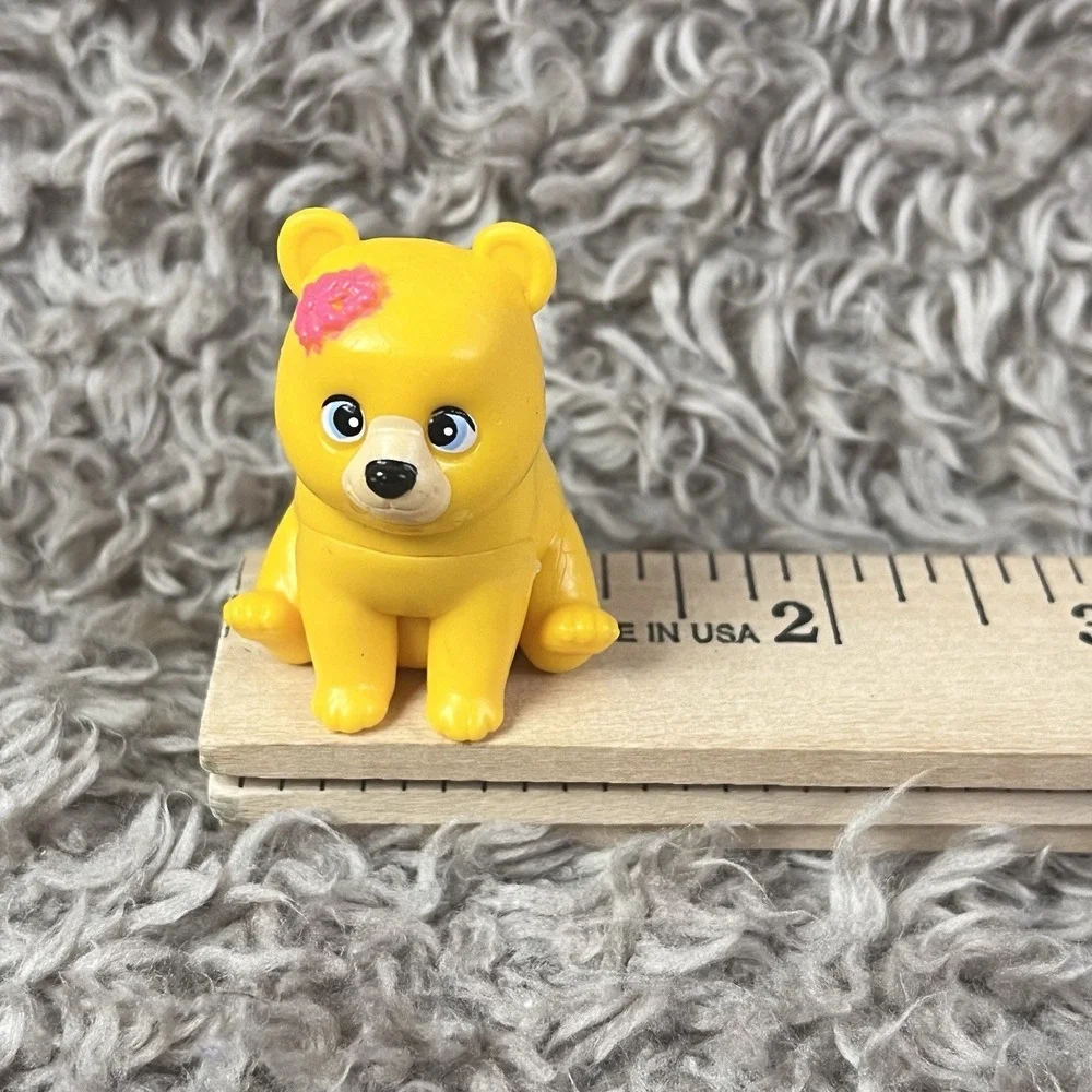 Mattel Barbie Pet Series BEAR Cub Yellow Pink Bow Figure Miniature Toy